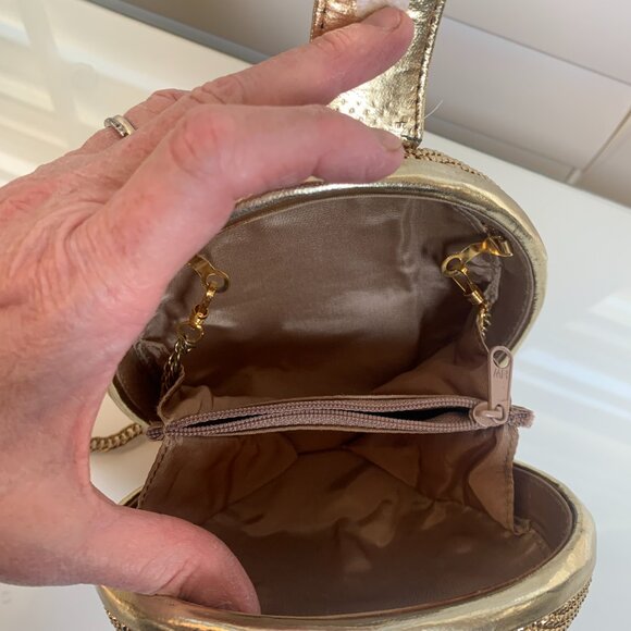 Whiting & Davis Round Gold Mesh Evening Bag Shoulder/Crossbody - Picture 5 of 7